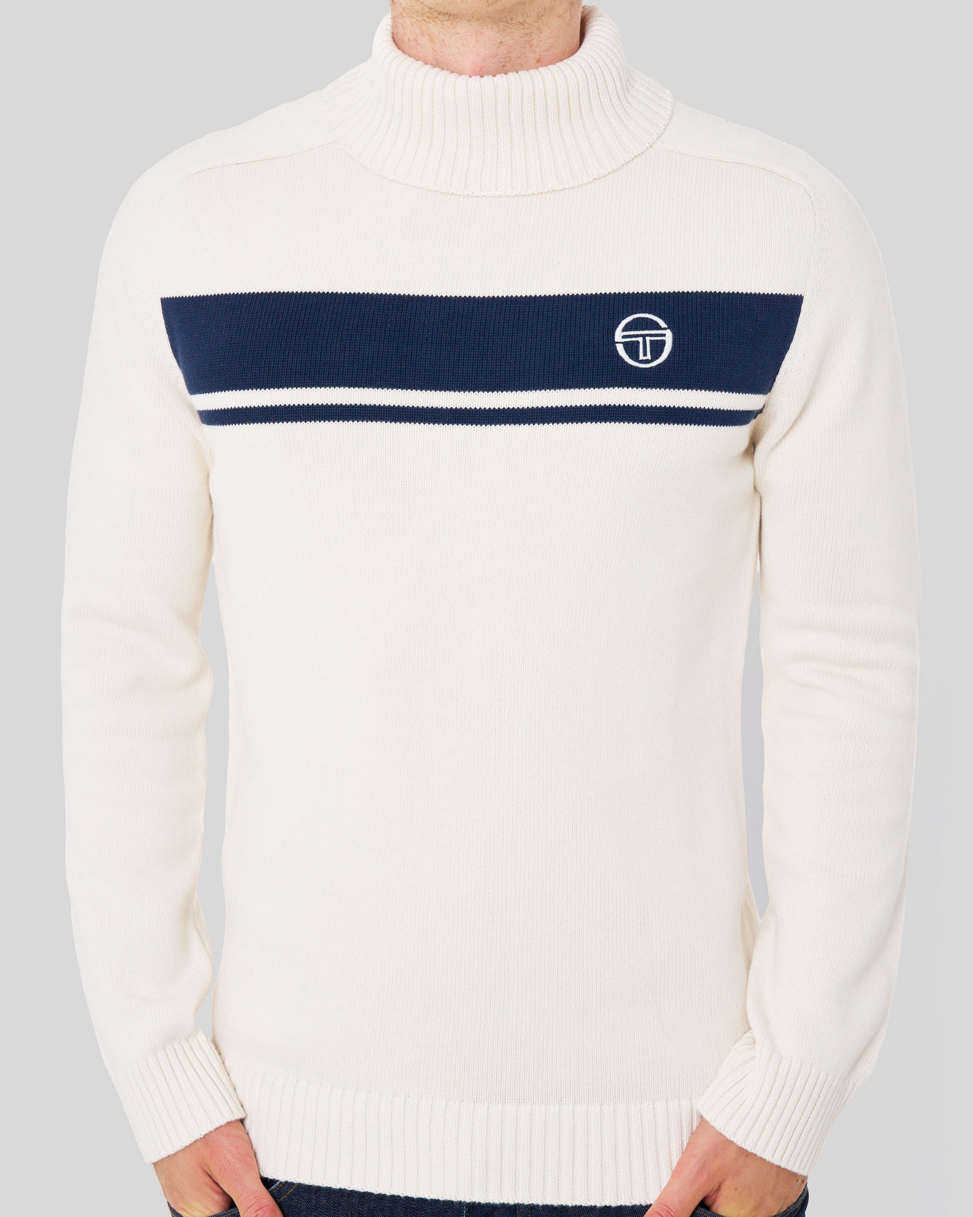 Sergio Tacchini Masters Rollkragenstrick Ecru Navy