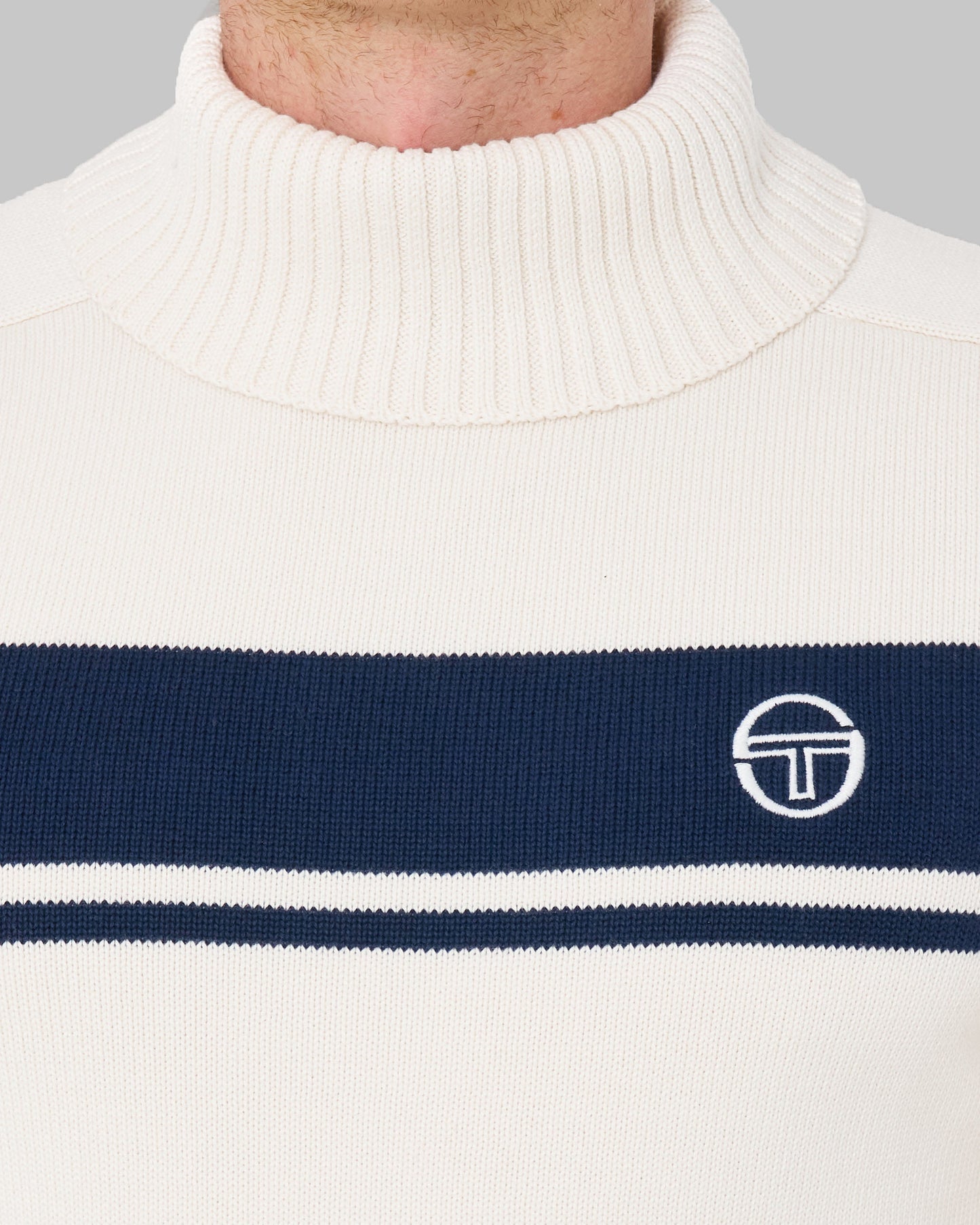 Sergio Tacchini Masters Rollkragenstrick Ecru Navy