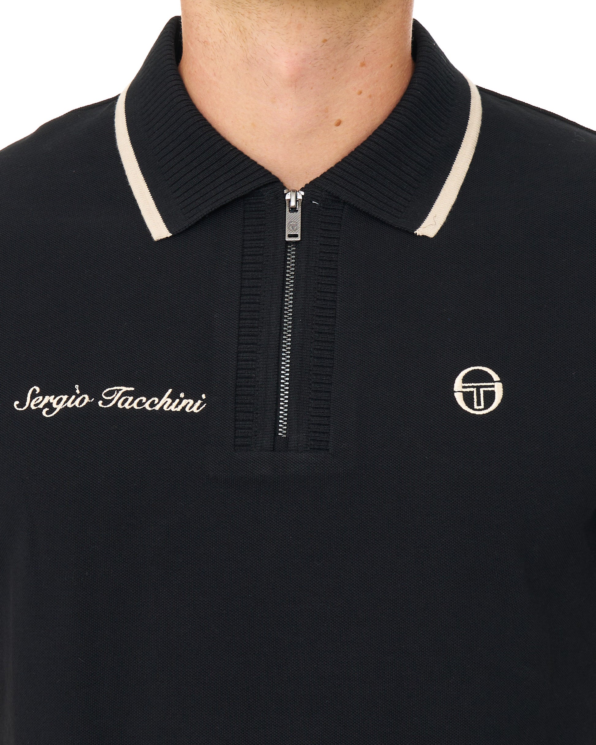 Sergio Tacchini Davide Zip Polo Shirt Black