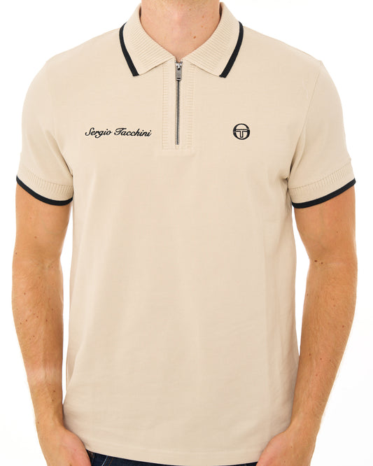 Sergio Tacchini Sergio Tacchini Davide Zip Polo Shirt Light Sand