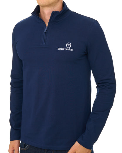 Sergio Tacchini 1/4-Reißverschluss-Top in Marineblau