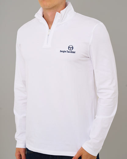 Sergio Tacchini – Langarm-Oberteil mit 1/4-Reißverschluss, Weiß