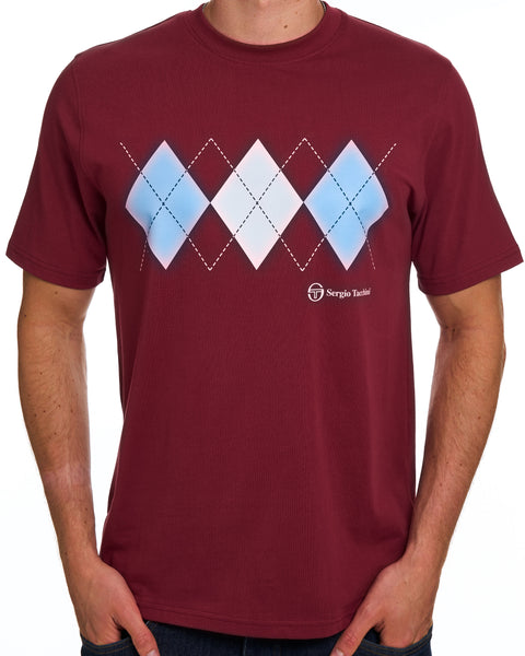 Sergio Tacchini Diamond T-Shirt, Bordeauxrot/Himmelblau