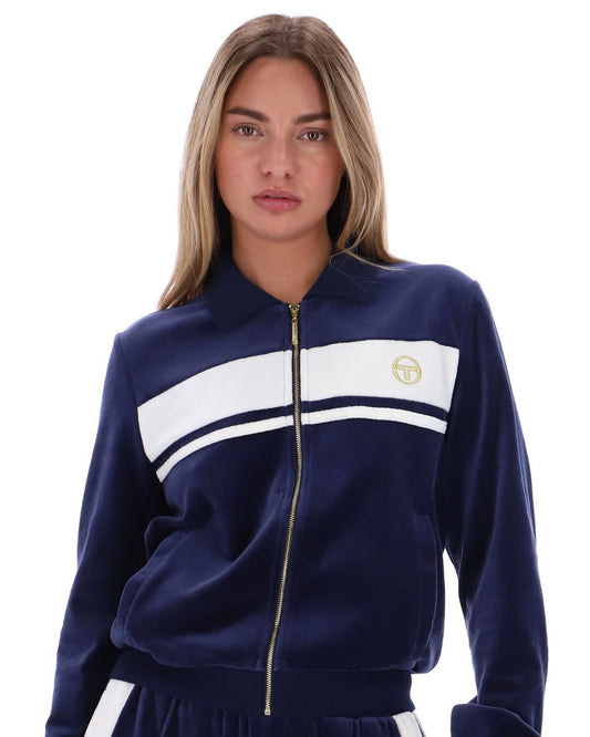 Sergio Tacchini Women Sergio Tacchini Collars Velour Track Top Navy Gardenia