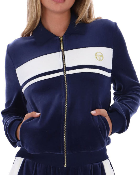 Sergio Tacchini Women Sergio Tacchini Collars Velour Track Top Navy Gardenia