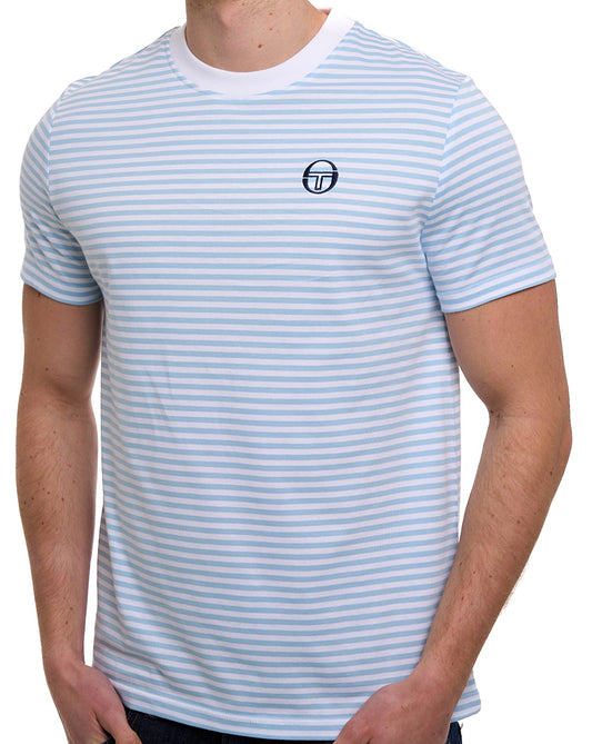 Sergio Tacchini Sergio Tacchini Falcao Stripe T Shirt White/Clear Sky