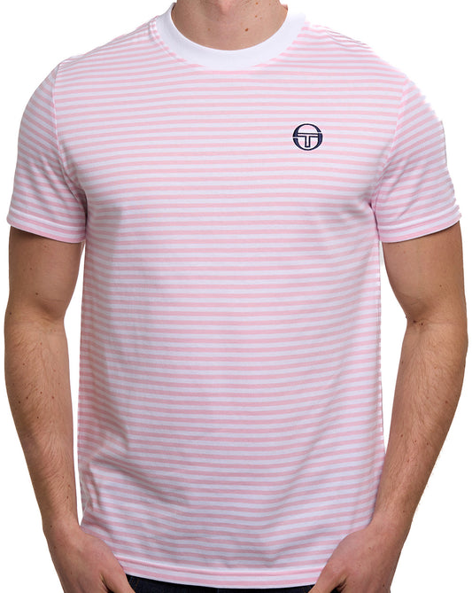 Sergio Tacchini Sergio Tacchini Falcao Stripe T Shirt White/Pink