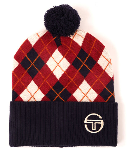 Sergio Tacchini Hamilton Bobble Beanie Navy Blue/Rhubarb