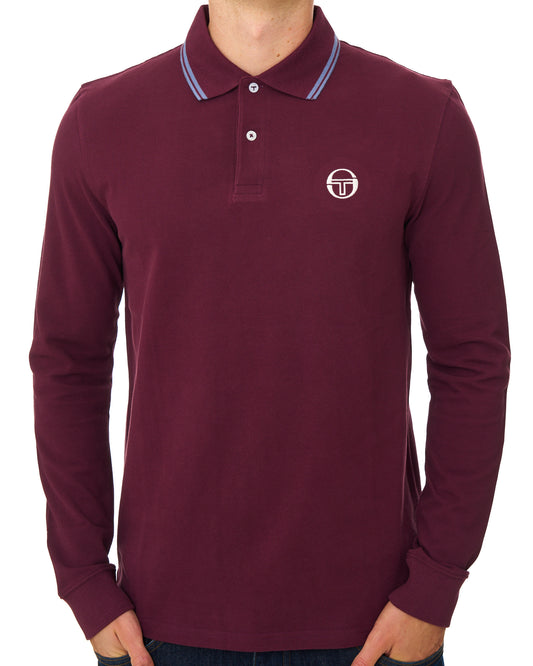 Sergio Tacchini Sergio Tacchini Tipped Long Sleeve Polo Shirt Burgundy