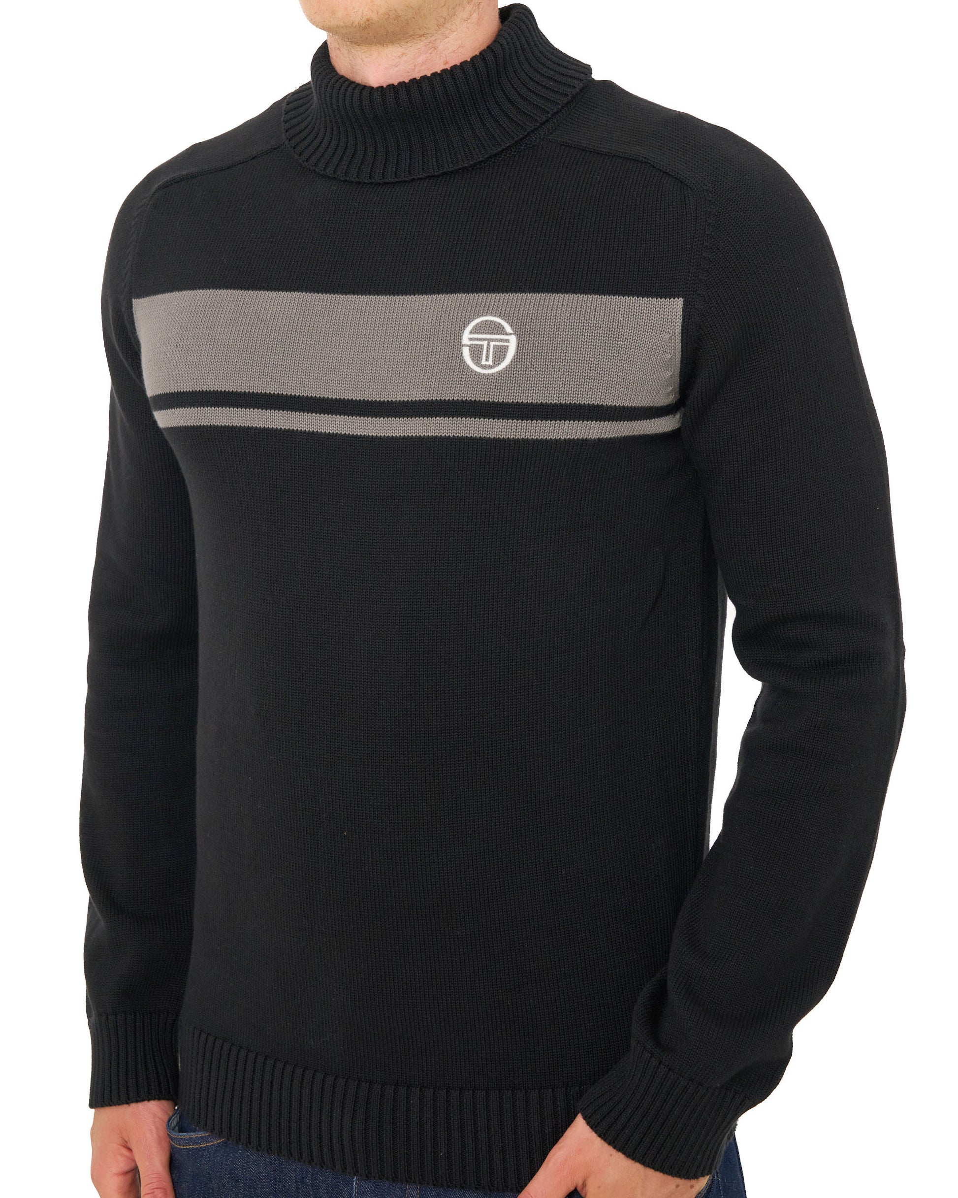 Sergio Tacchini Masters Rollkragenpullover Schwarz/Grau