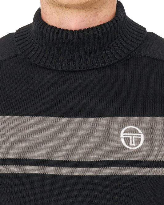Sergio Tacchini Sergio Tacchini Masters Rollkragenpullover Schwarz/Grau