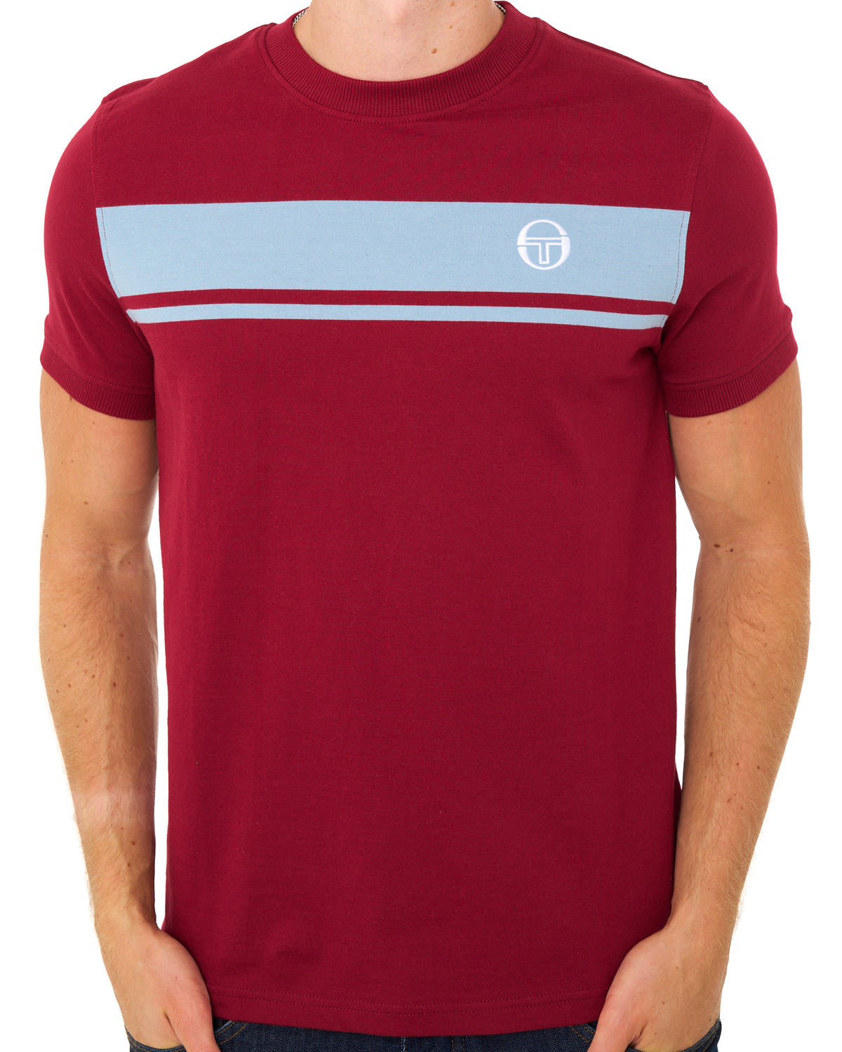 Sergio Tacchini Masters T Shirt Claret/Dusky Blue