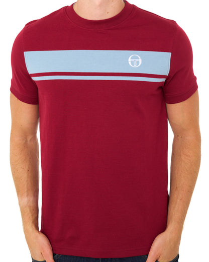 Sergio Tacchini Masters T Shirt Claret/Dusky Blue