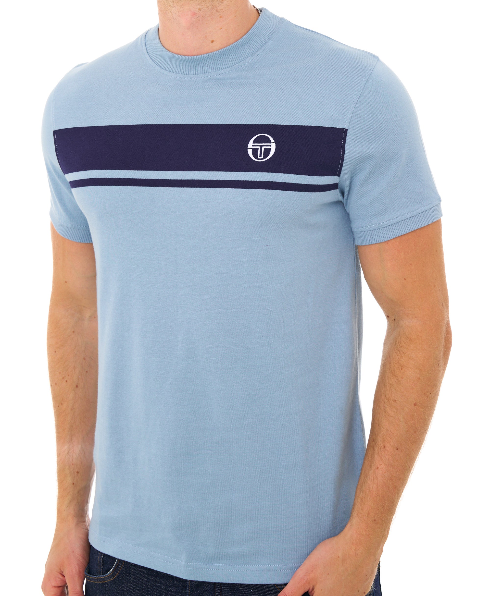 Sergio Tacchini Masters T Shirt Dusky Blue/Navy
