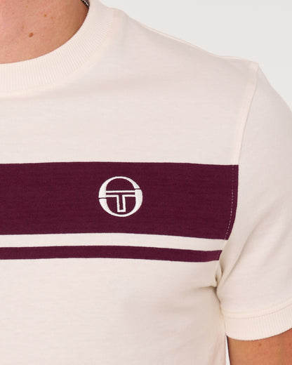 Sergio Tacchini Masters T Shirt Gardenia/Burgundy