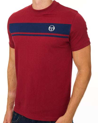 Sergio Tacchini Masters T Shirt Merlot/Navy Blue