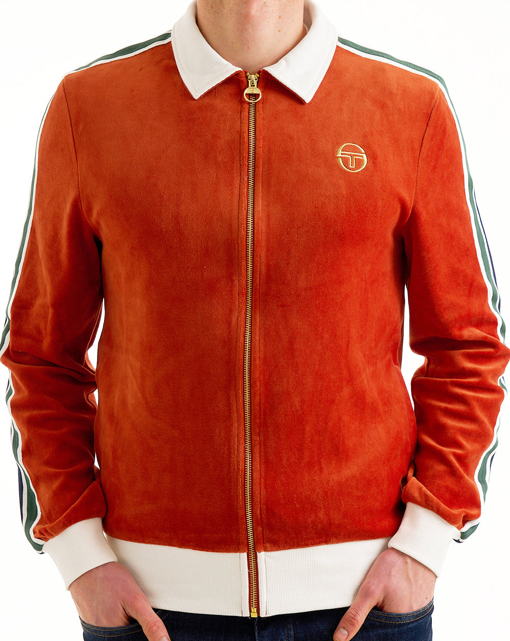 Sergio Tacchini Monte Velour Track Top Burnt Orange/Gardenia