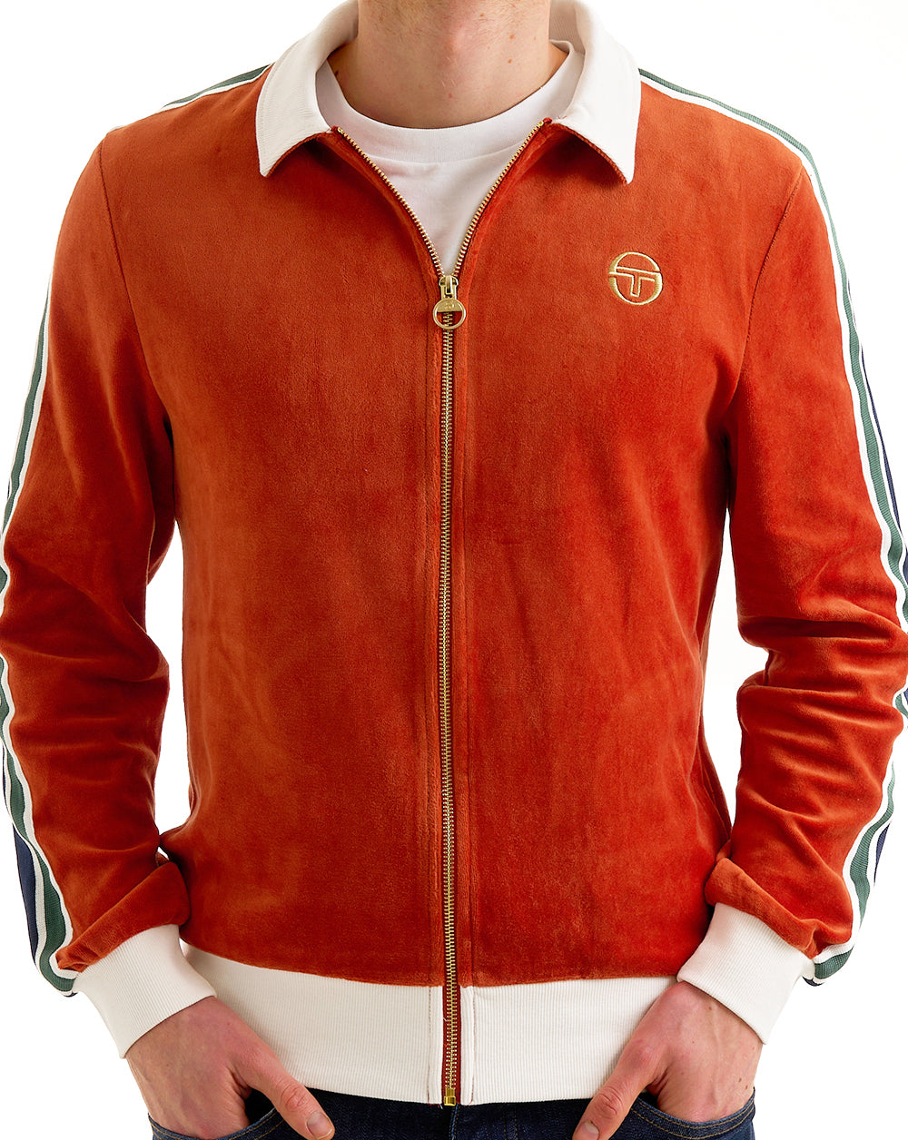 Sergio Tacchini Monte Velour Track Top Burnt Orange/Gardenia
