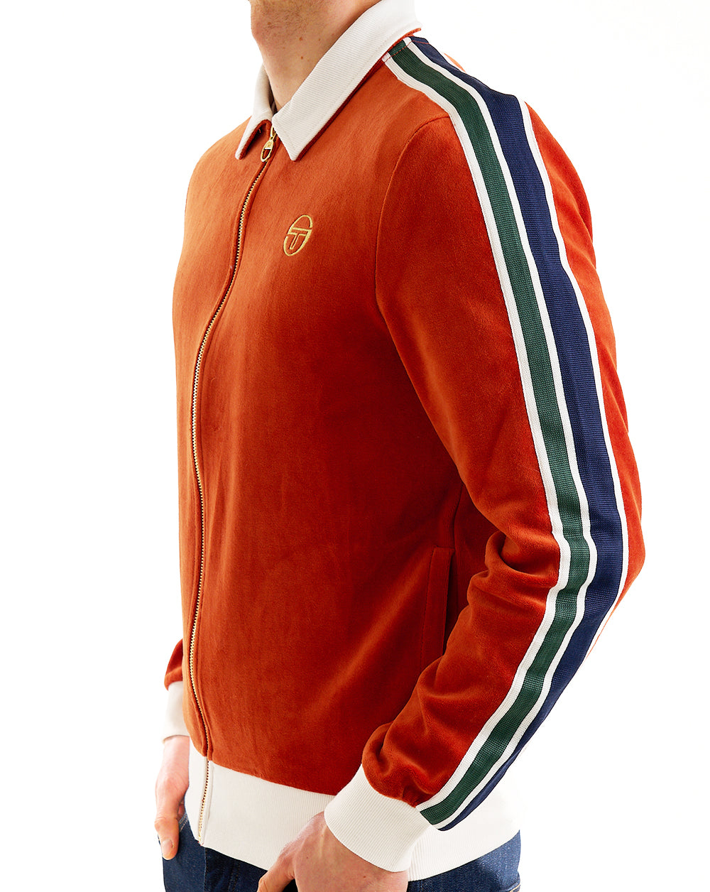 Sergio Tacchini Monte Velour Track Top Burnt Orange/Gardenia