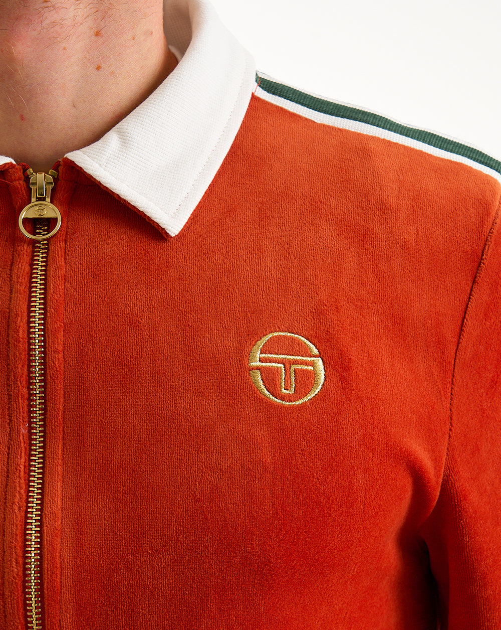 Sergio Tacchini Monte Velour Track Top Burnt Orange/Gardenia