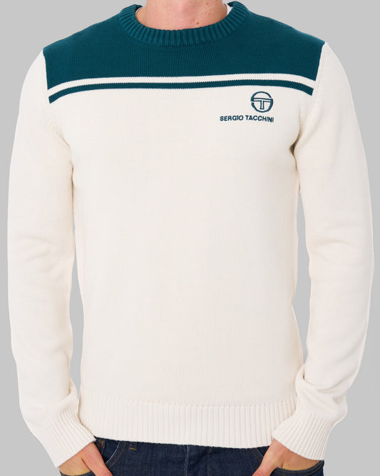 Sergio Tacchini Sergio Tacchini New Young Line Crew Knit Gardenia/Deep Teal