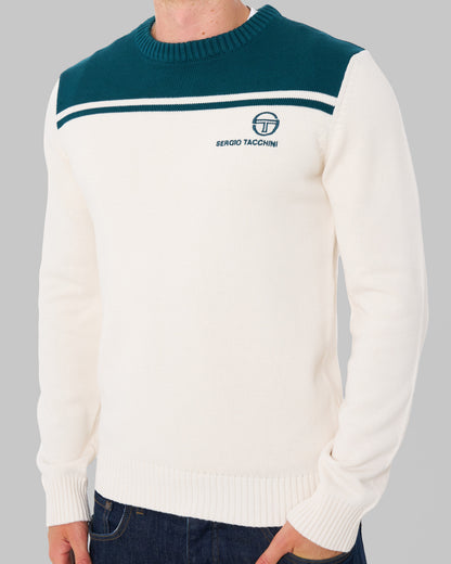 Sergio Tacchini New Young Line Crew Knit Gardenia/Deep Teal