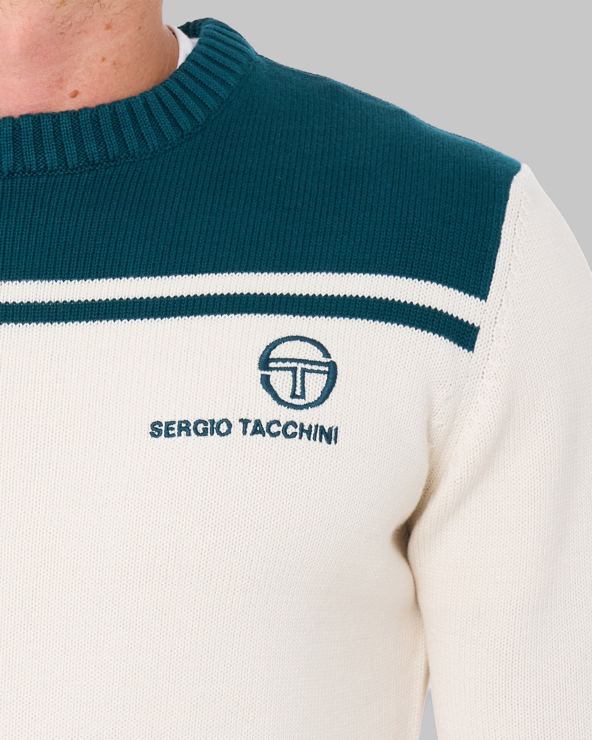 Sergio Tacchini New Young Line Crew Knit Gardenia/Deep Teal