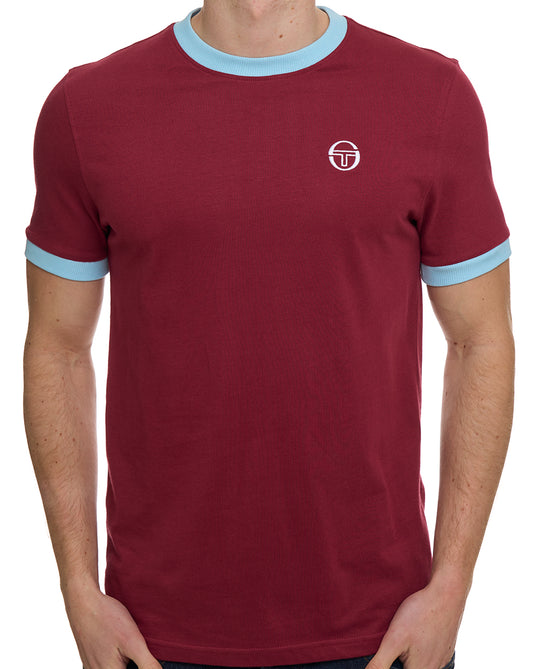 Sergio Tacchini Pro Ringer T-Shirt, weinrot/hellblau