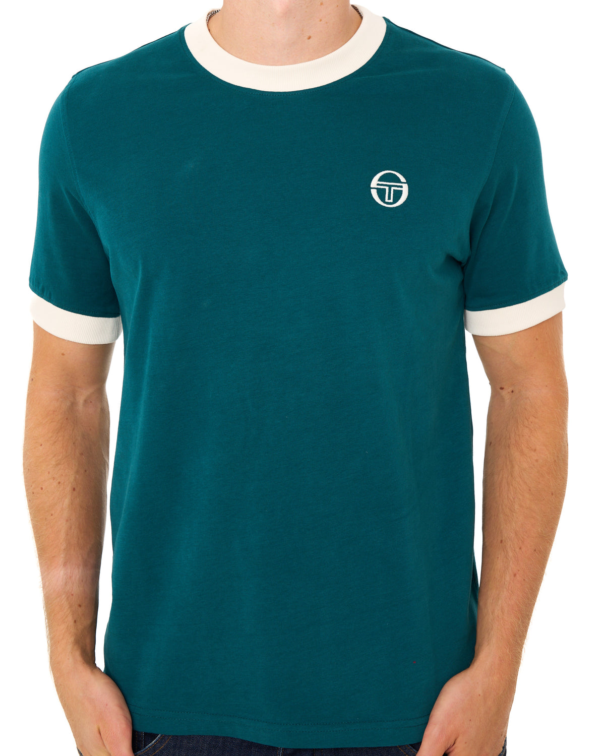 Sergio Tacchini Pro Ringer T Shirt Deep Teal/Gardenia