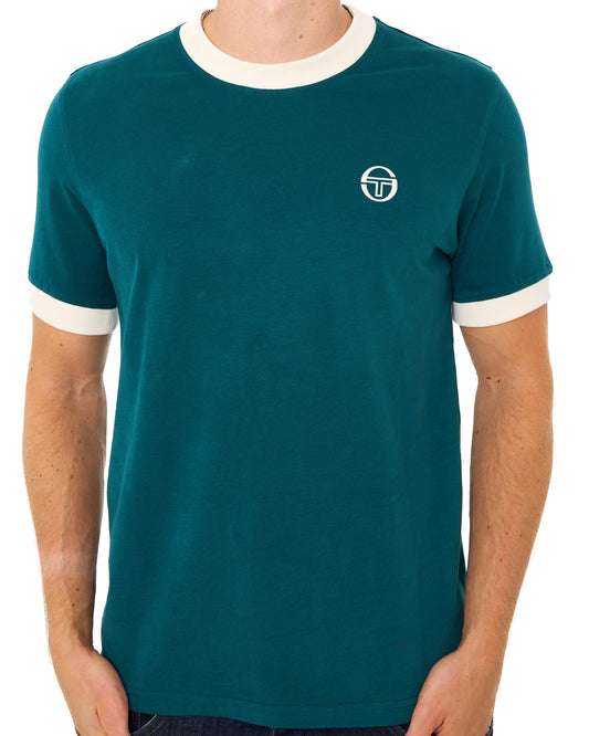 Sergio Tacchini Sergio Tacchini Pro Ringer T Shirt Deep Teal/Gardenia