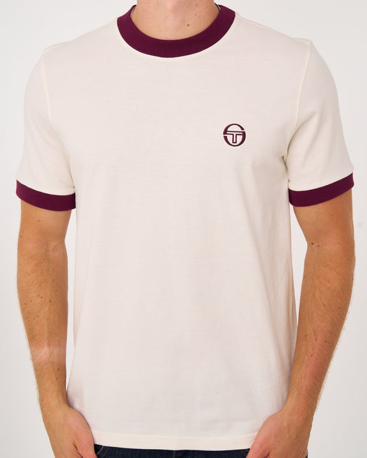 Sergio Tacchini Sergio Tacchini Pro Ringer T Shirt Gardenia/Burgundy