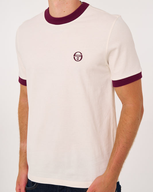 Sergio Tacchini Sergio Tacchini Pro Ringer T Shirt Gardenia/Burgundy
