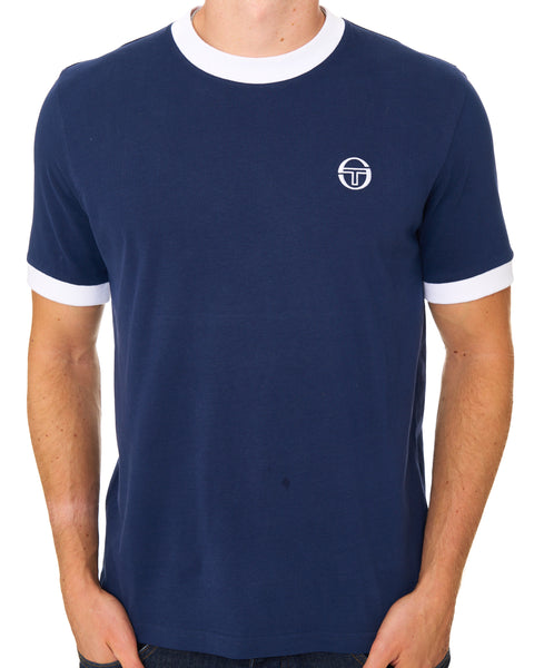 Sergio Tacchini Pro Ringer T Shirt Navy Blue/White