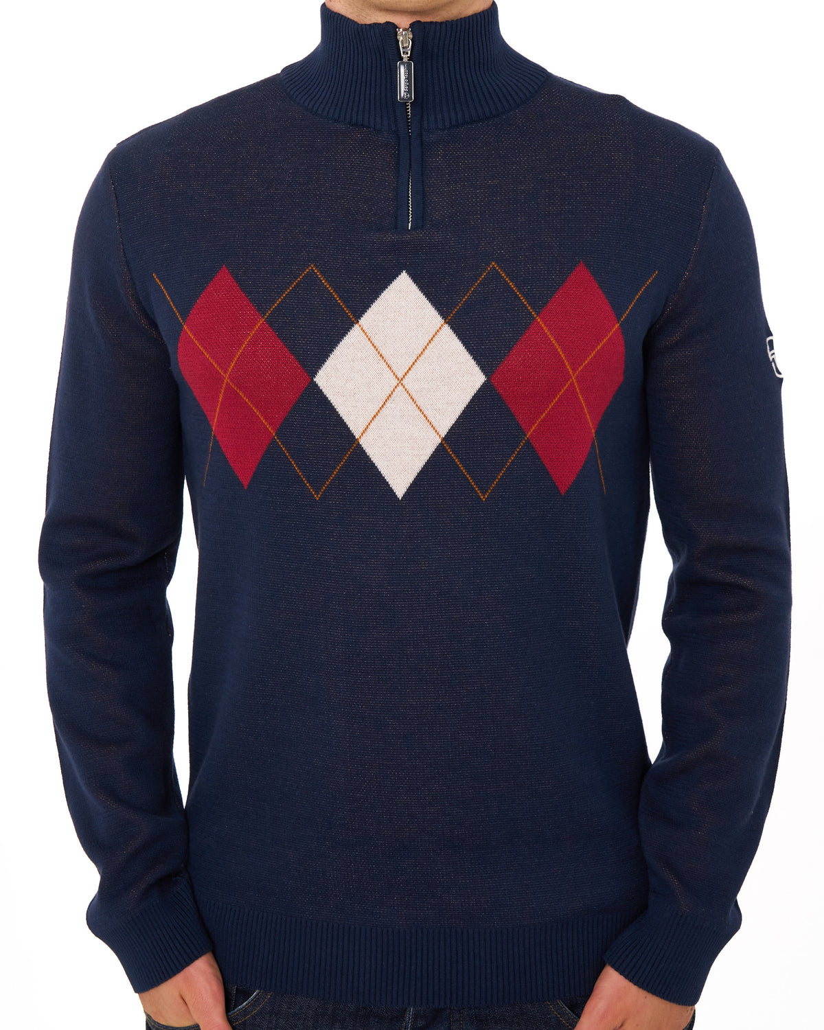 Sergio Tacchini Argyle 1/4 Zip Knit Navy Blue