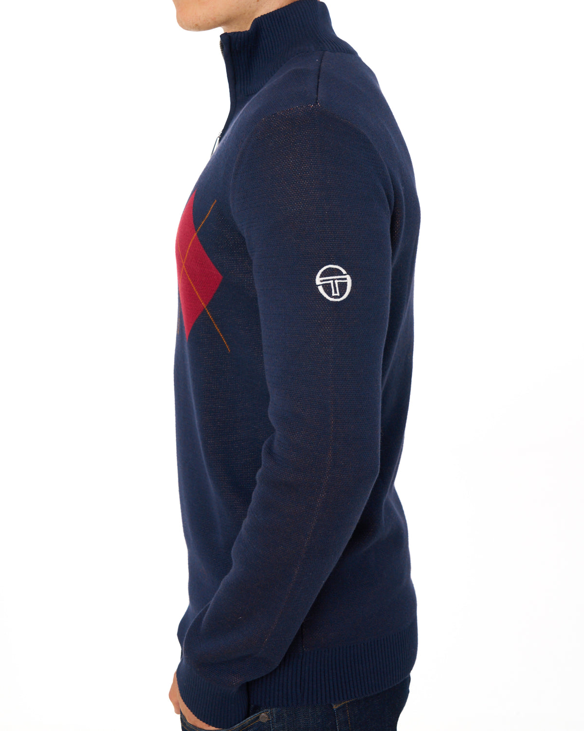 Sergio Tacchini Argyle 1/4 Zip Knit Navy Blue