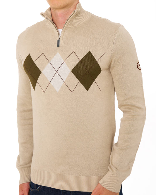 Sergio Tacchini Sergio Tacchini Argyle 1/4 Zip Knit Light Sand