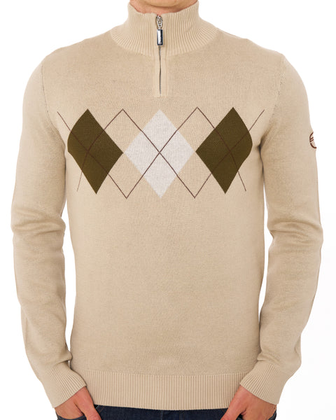 Sergio Tacchini Argyle 1/4 Zip Knit Light Sand