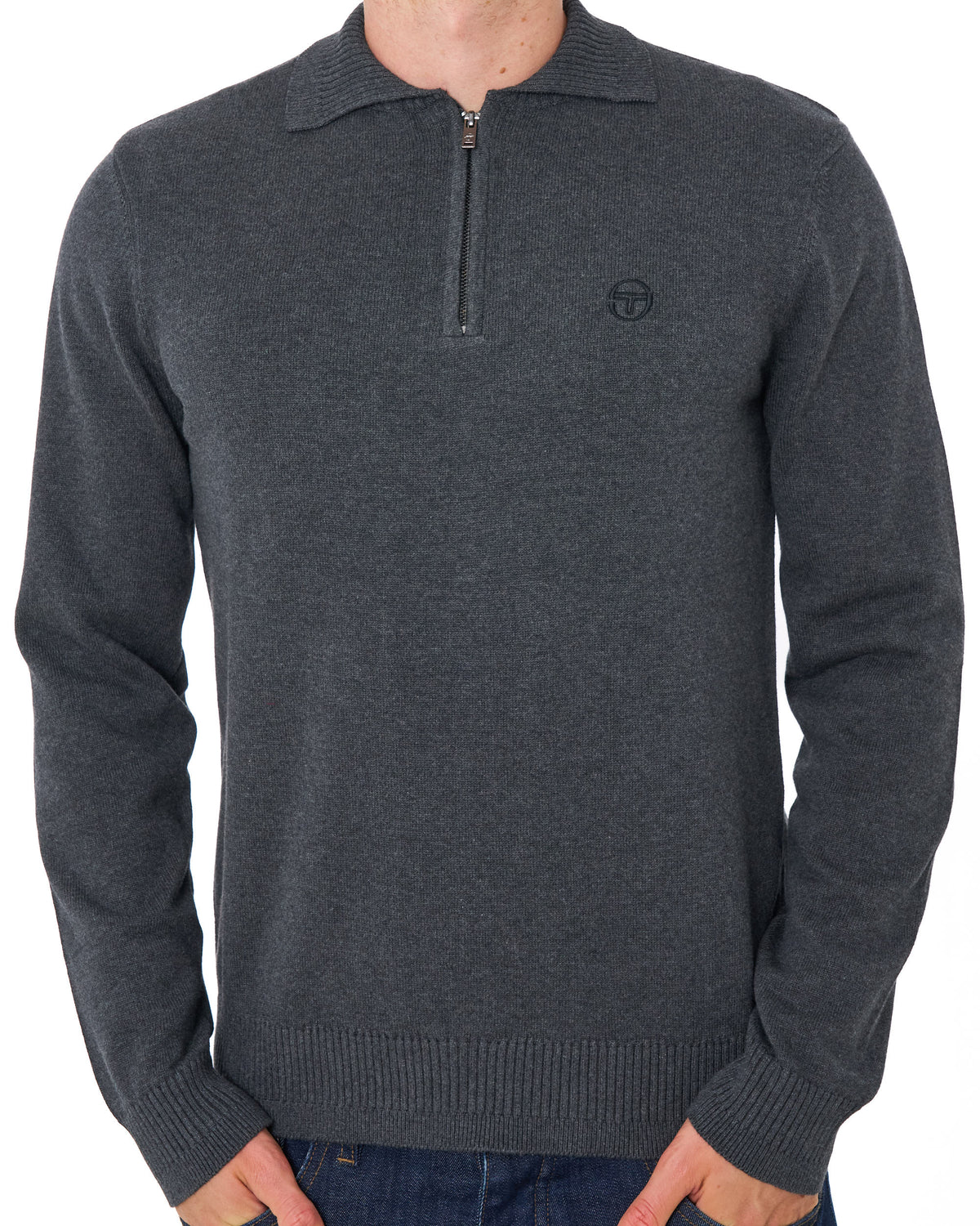 Sergio Tacchini Roberto LS Knitted Polo Charcoal Marl