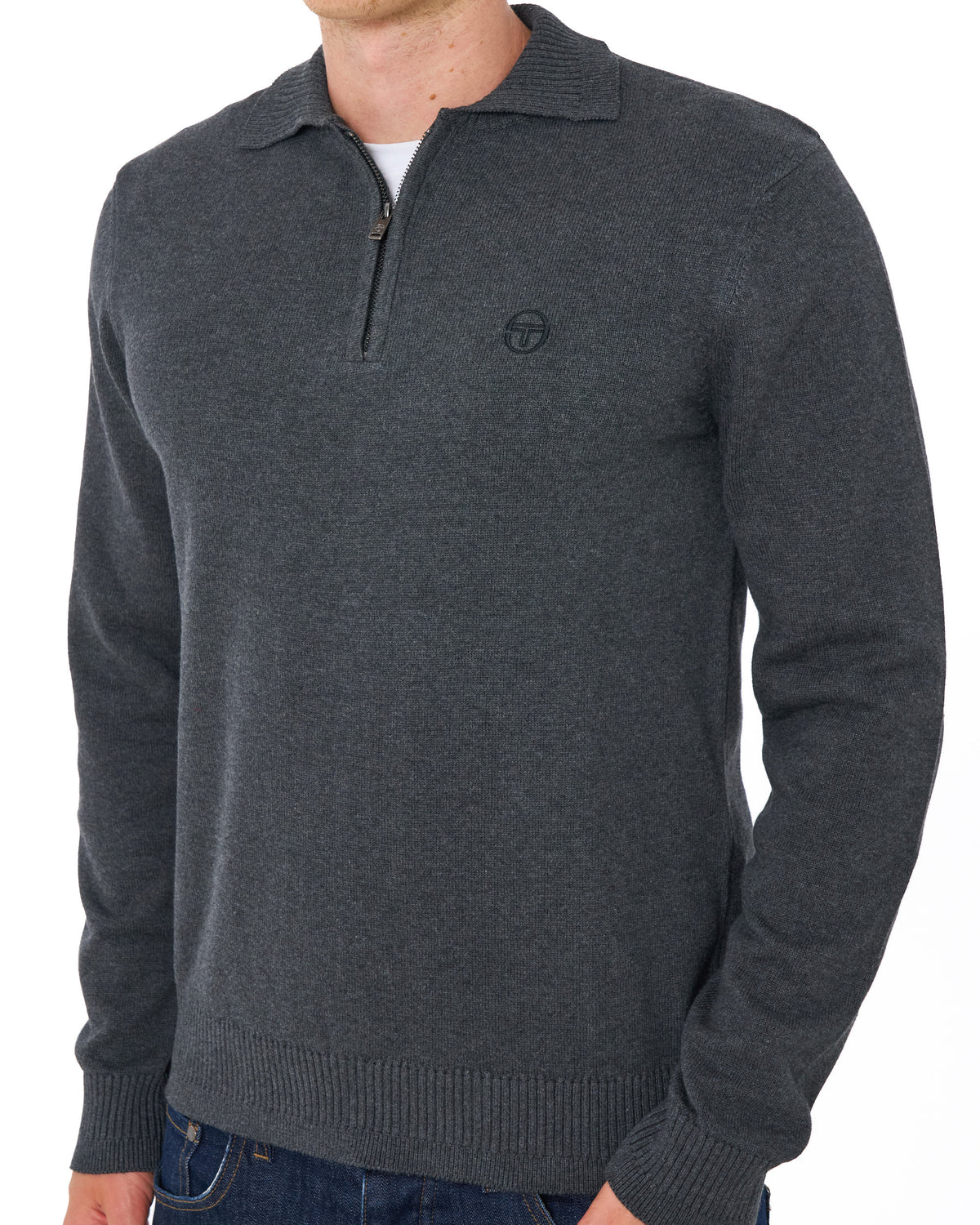 Sergio Tacchini Roberto LS Knitted Polo Charcoal Marl