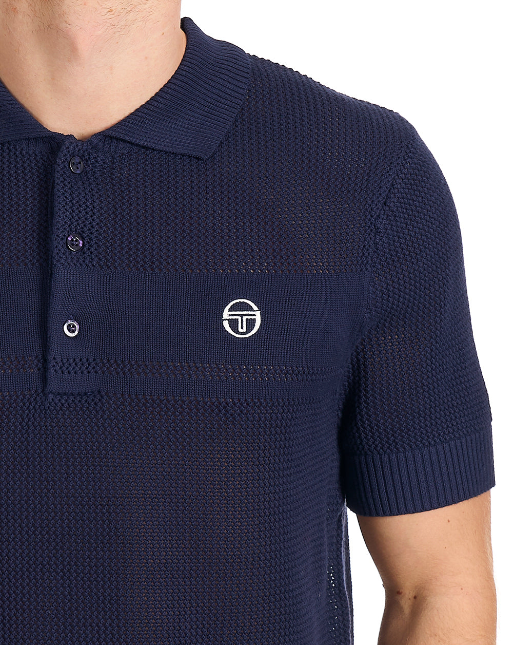 Strukturiertes Strickpolo von Sergio Tacchini in Marineblau