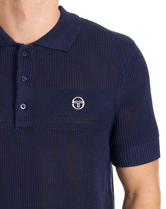 Sergio Tacchini Strukturiertes Strickpolo von Sergio Tacchini in Marineblau