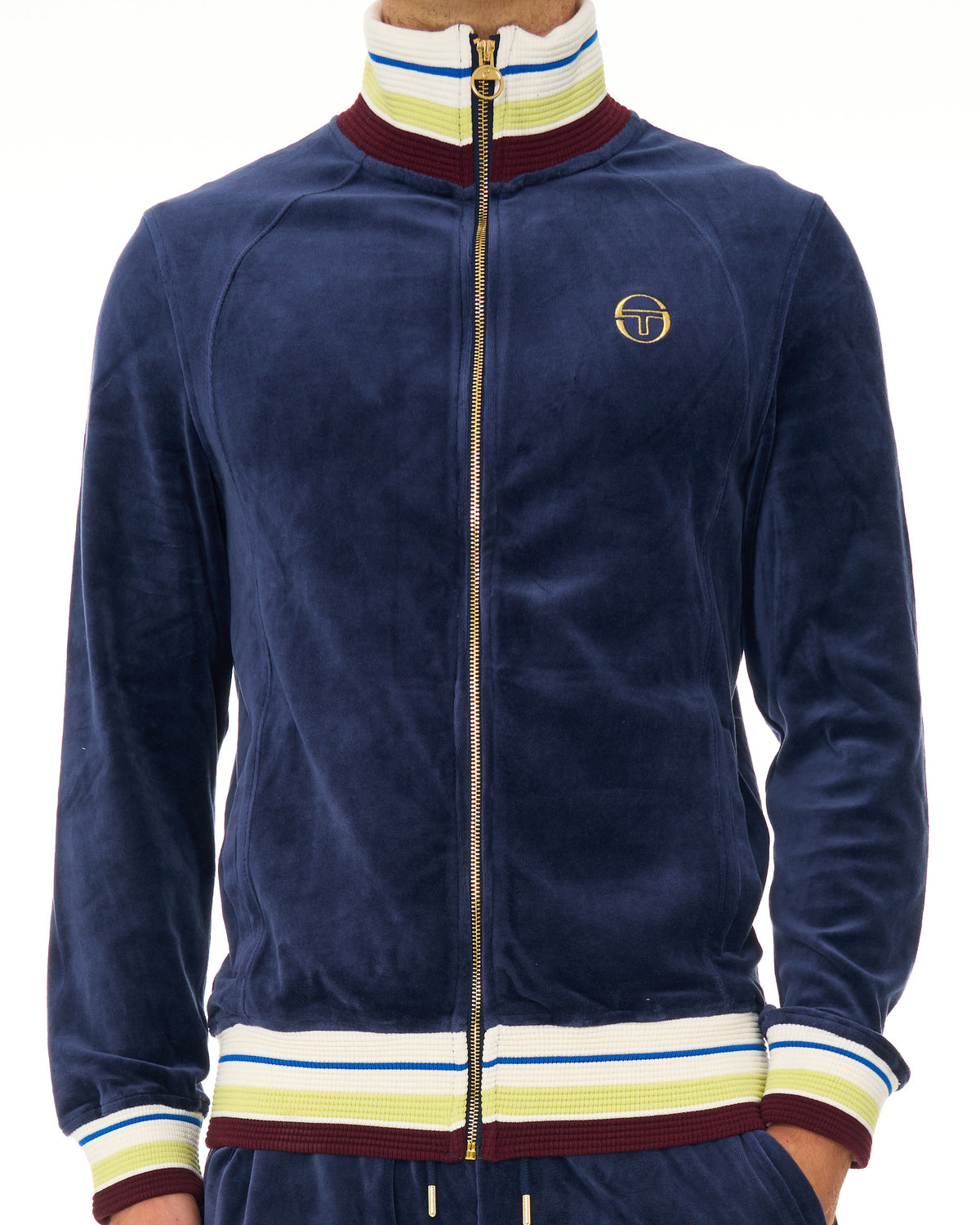 Sergio Tacchini Sartori Velour Track Top Navy Blue