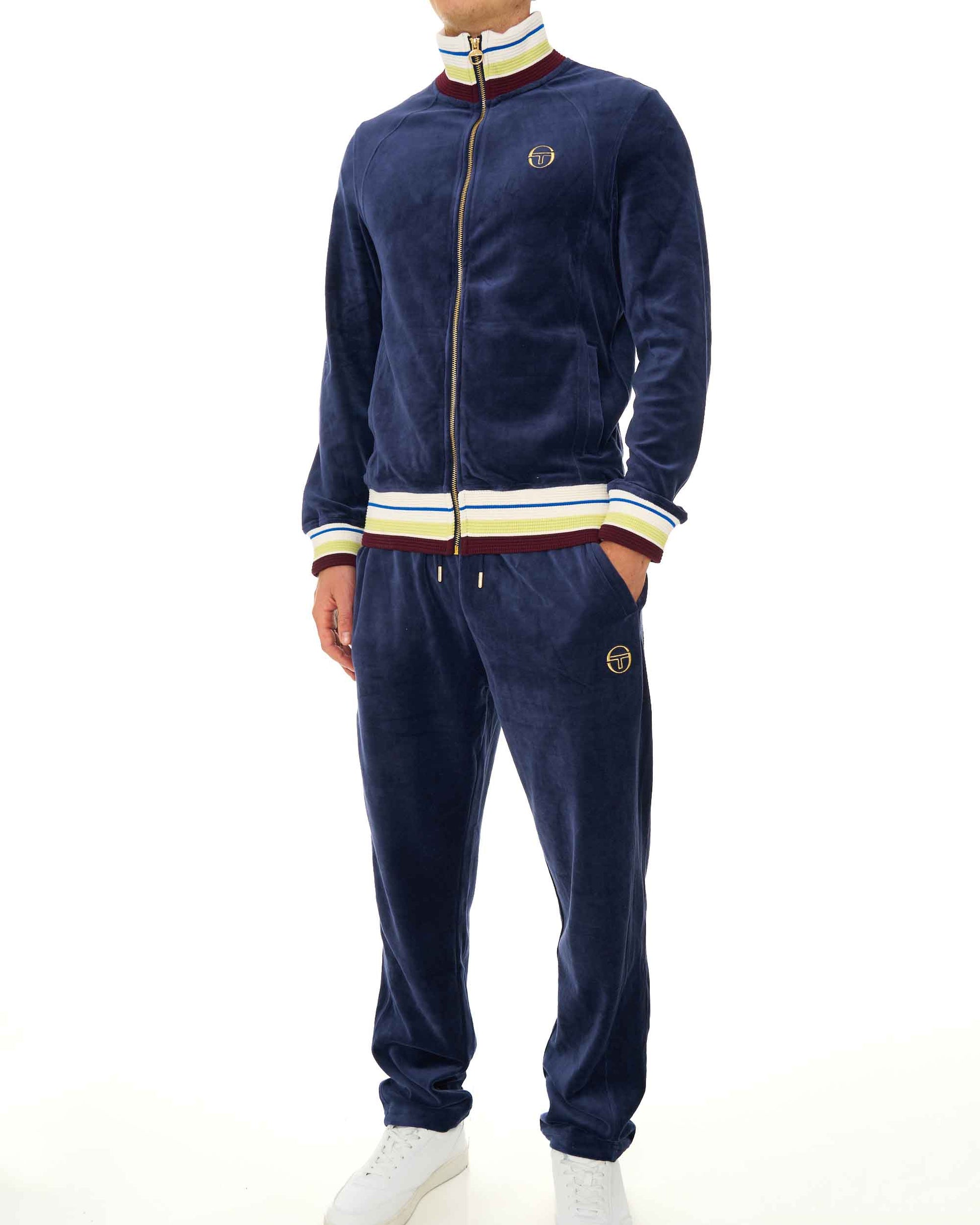 Sergio Tacchini Satori Velour Track Pant Navy Blue