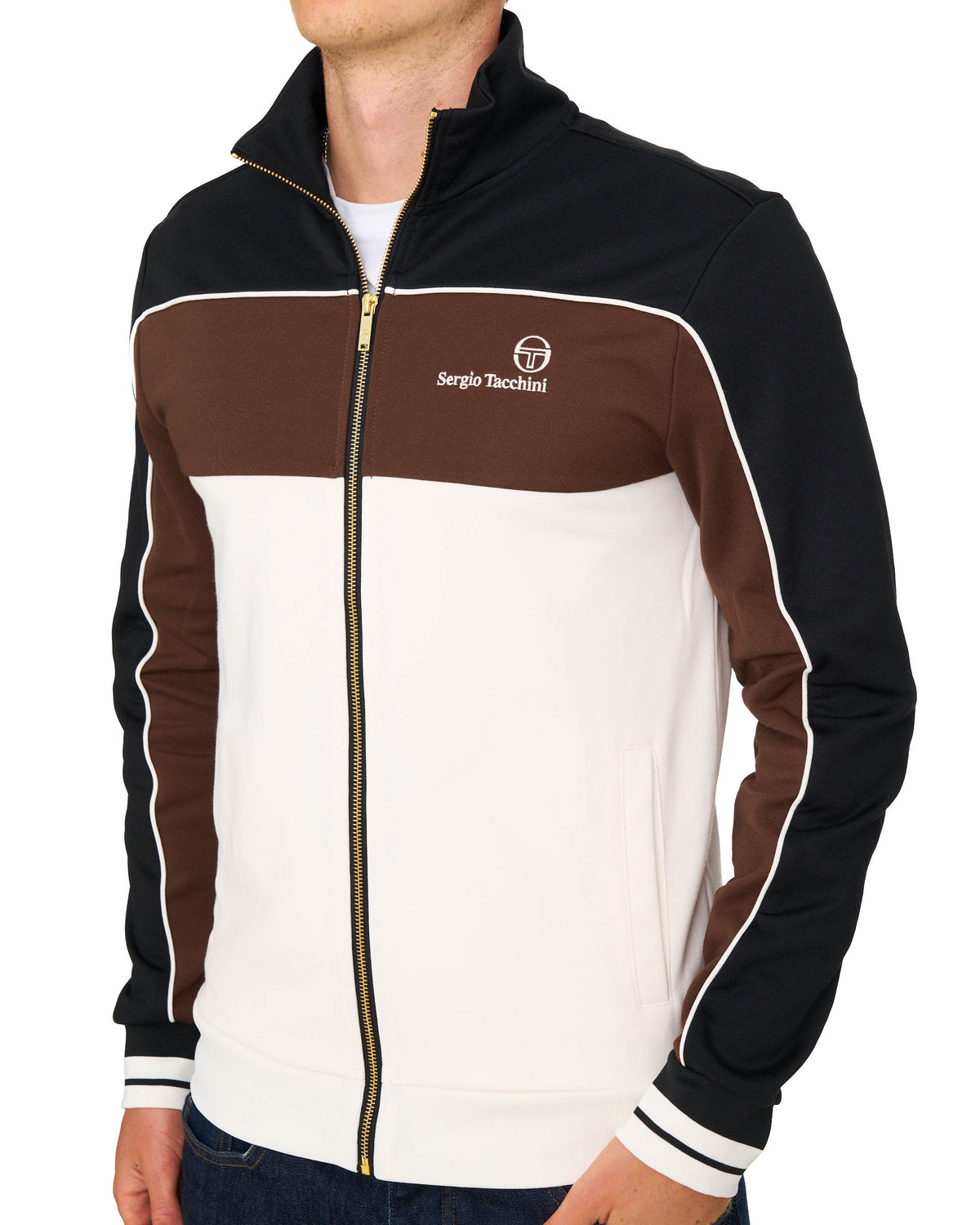 Sergio Tacchini Spiga Track Top Black/Brown/Gardenia