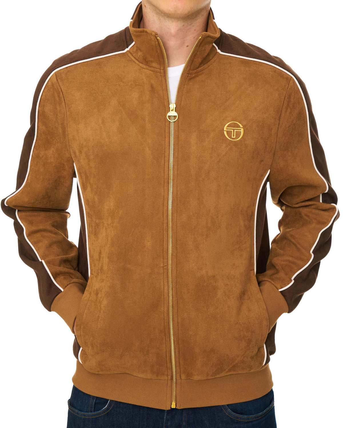 Sergio Tacchini Contrasto Suede Track Top Caramel/Brown
