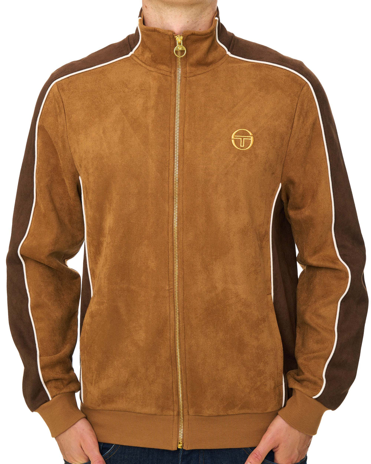 Sergio Tacchini Contrasto Suede Track Top Caramel/Brown