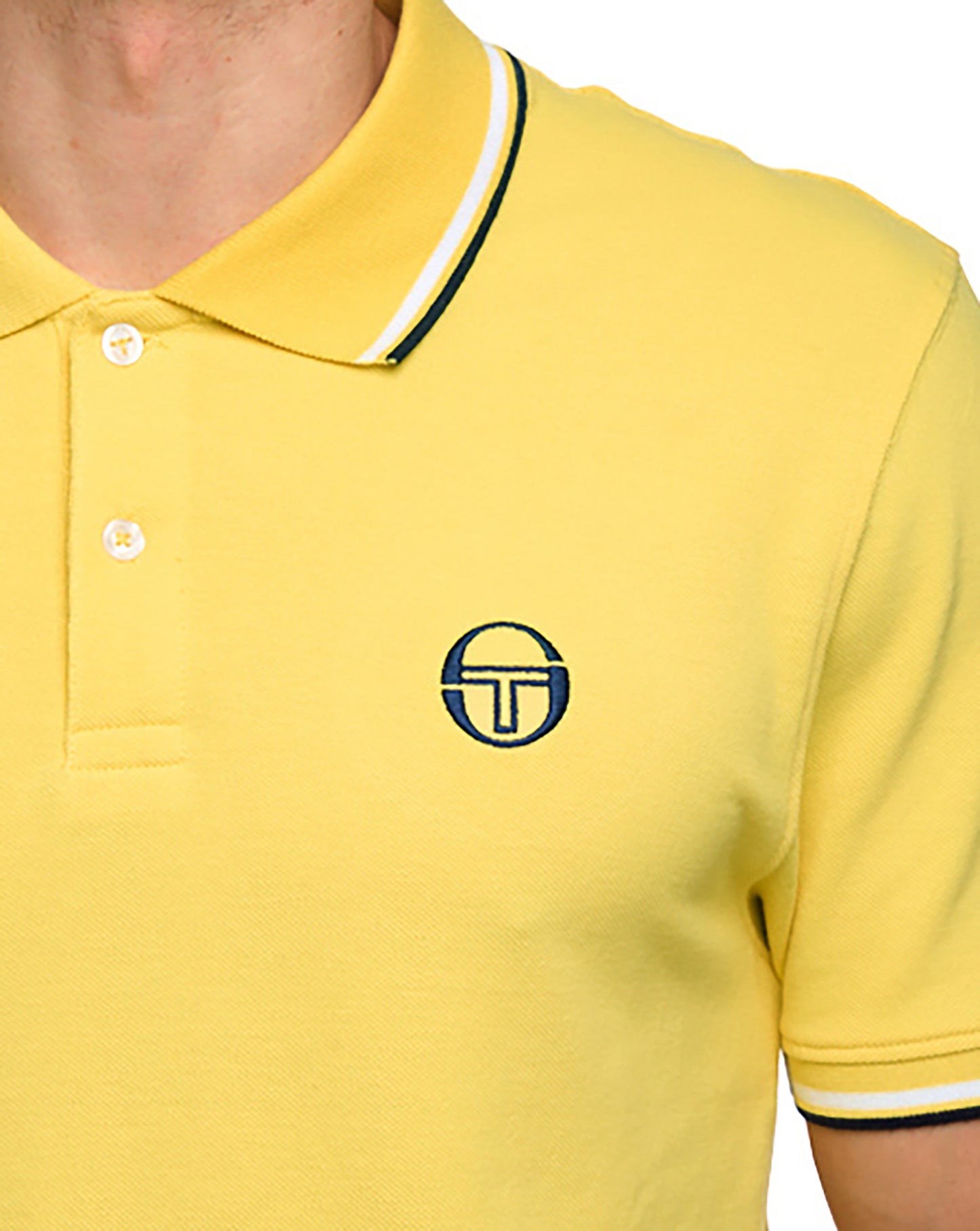 Sergio Tacchini Poloshirt mit Farbverlauf Zitrone/Weiß/Marineblau