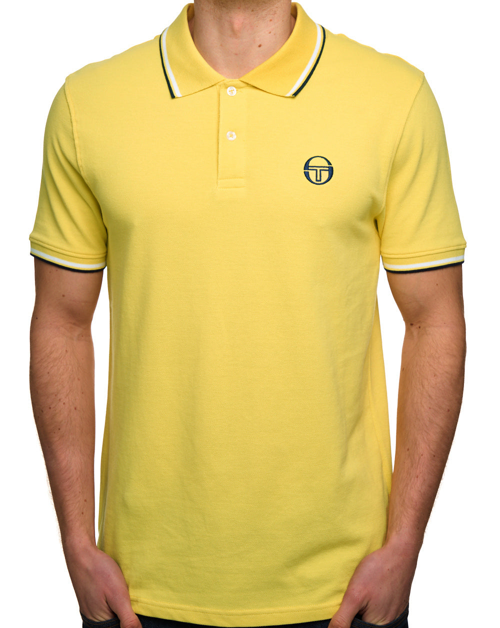 Sergio Tacchini Poloshirt mit Farbverlauf Zitrone/Weiß/Marineblau