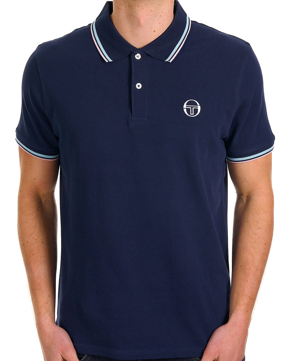 Sergio Tacchini Tipped Polo Shirt Navy / Sky / Pink