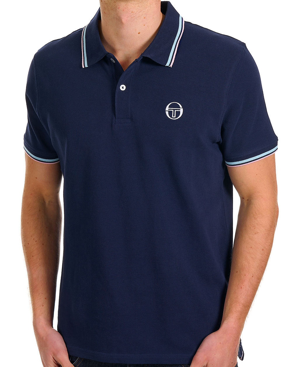 Sergio Tacchini Tipped Polo Shirt Navy / Sky / Pink
